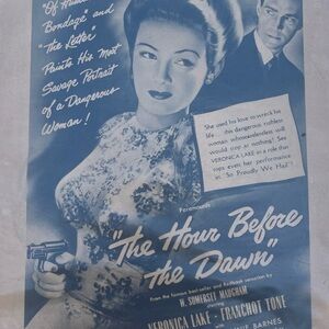 1944 THE HOUR BEFORE THE DAWN Veronica Lake, Franchot Tone - Vintage Movie Ad